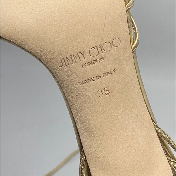 Jimmy Choo Antia Metallic Leather Ankle-Tie Sandals size 36 - Picture 12 of 12